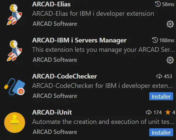 ARCAD extensions for VS Code